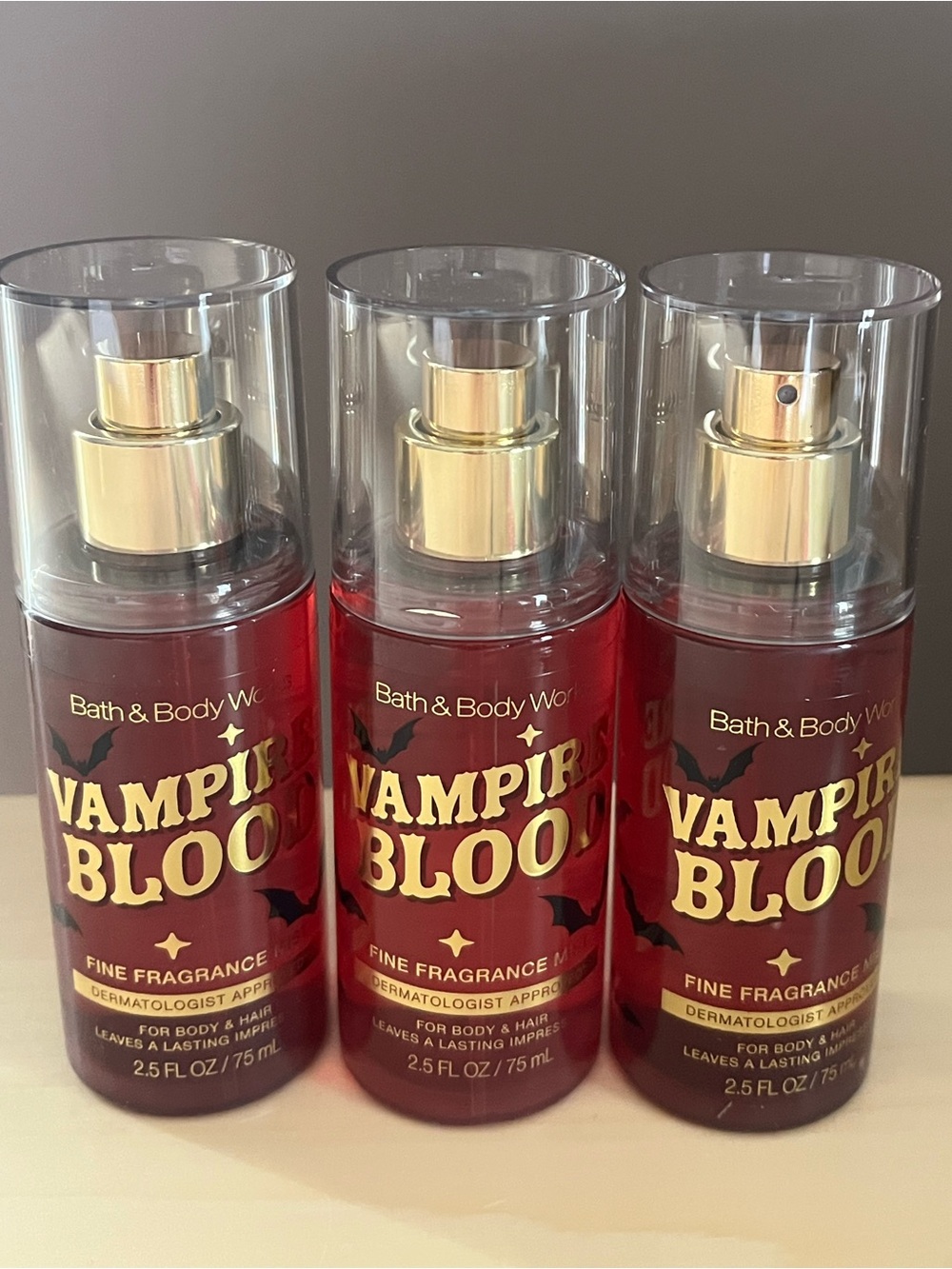 Three New Vampire Blood Bath & Body Works Fragrance Mists Travel Size